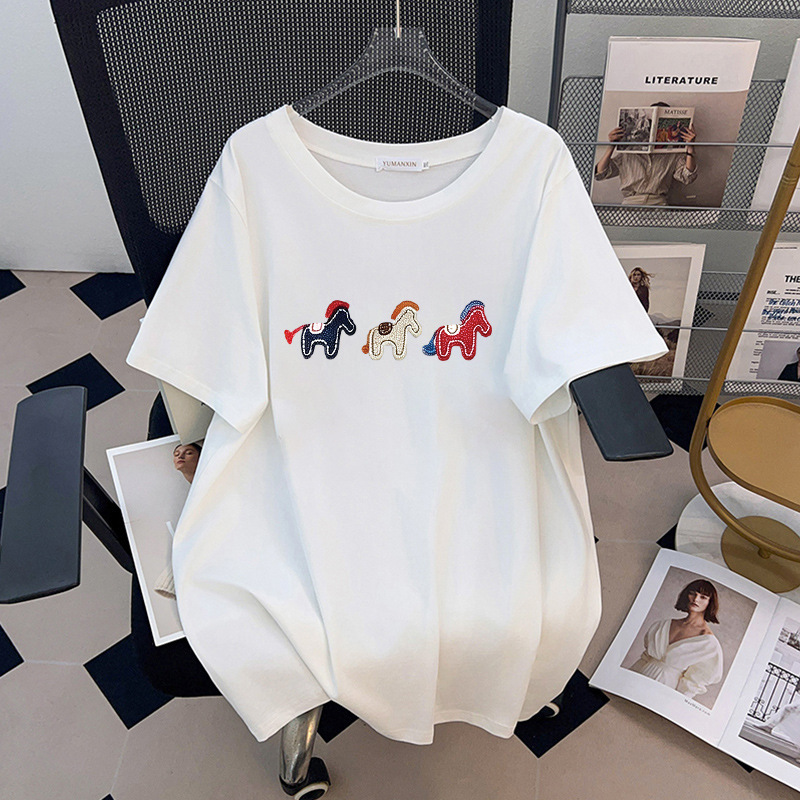 تي شيرت نسائي صيفي فضفاض بأكما - مراجعة Embroidery Cotton Shirt وسعره