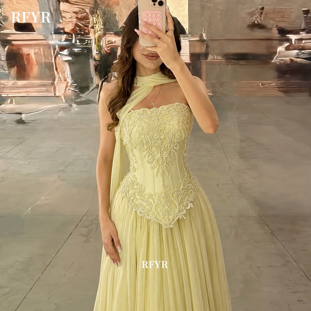 فستان سهرة أصفر من RFYR مع تطر - مراجعة Embroidery Yellow Dress وسعره