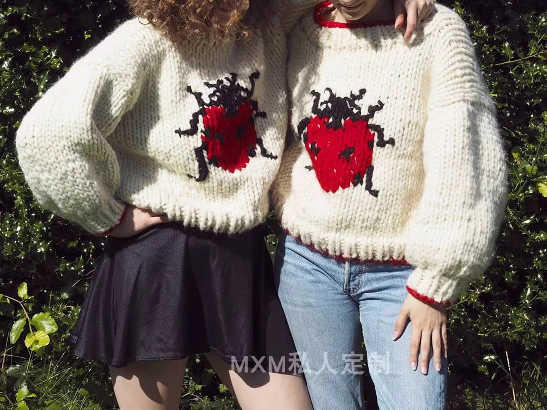 سترة صوفية نسائية طويلة الأكما - مراجعة Embroidery Lady Bug وسعره