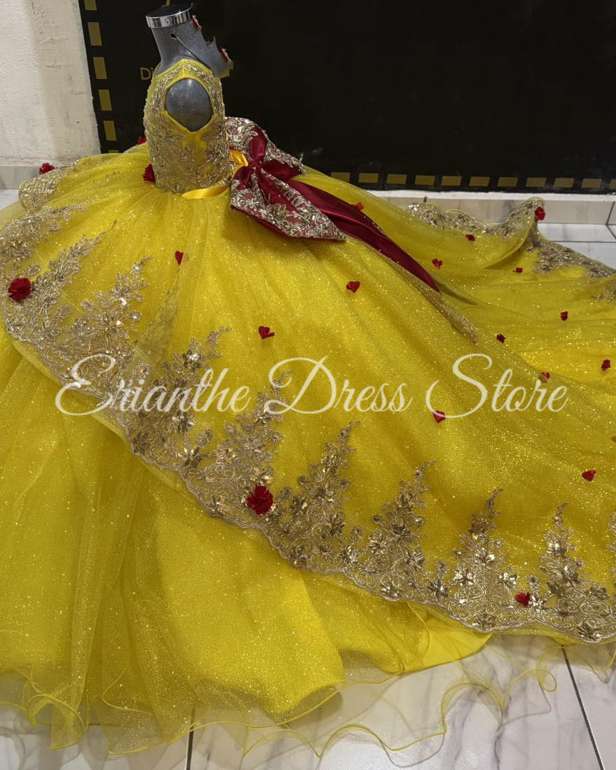 فستان فتاة الزهور الصفراء لحفل - مراجعة Embroidery Yellow Dress وسعره